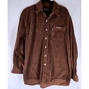 Sean John Corduroy Shirt Brown Button Up Long Sleeve Mens Large Streetwear 90s - Picture 1 of 6
