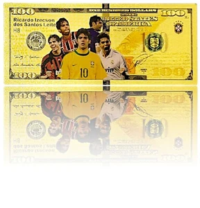 π BANCONOTA DA 100 DOLLARI PLACCATA ORO β TRIBUTO KAKΓ DA COLLEZIONE π§π·β½ EDIZIONE LIMITATA - Foto 1 di 14