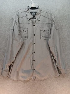 BKE Shirt Mens 3XL Gray Button Up Athletic Fit Long Sleeves 100% Cotton Western@ - Picture 1 of 11