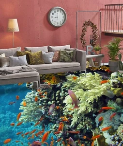 3D Korallenfisch H353 Fußboden Wandbild Fototapete Tapete Familie Honey 2023 - Bild 1 von 5