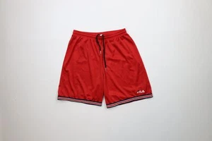 Vintage 90s Fila Mens XL Spell Out Striped Mesh Above Knee Basketball Shorts USA - Picture 1 of 13