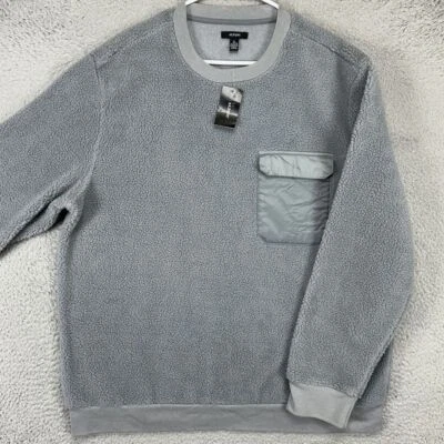 Sudadera polar Alfani para hombre XL gris pulóver cuello redondo manga larga bolsillo NUEVO Foto 1 de 4