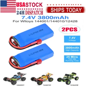 2Pcs 7.4V Lipo Battery 3800mAh T-Male High Capacity Battery for Battery Upgrades - Picture 1 of 12