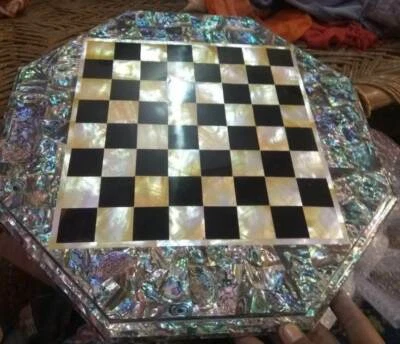 15" marble chess table top inlay random malachite room decor  - Image 1 of 4