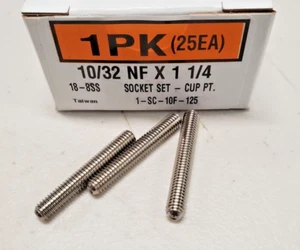 Jeu de douilles 10/32 NF x 1 1/4" neuf vis, point de tasse, acier inoxydable 18-8 (25ea) - Photo 1/3