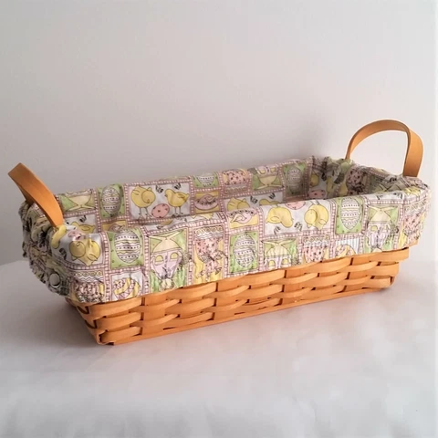 Grand Basket ~ Country Woven Collection with Handles And Easter Bunny Liner Cover