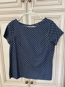 Stitch Fix Papel Luna Pequeño Azul Marino Ojal Top - Imagen 1 de 6