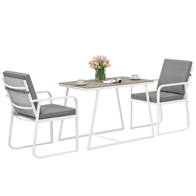 Outsunny Set da Esterno 3 Pezzi con 2 Sedie e Tavolo da Giardino Bianco - Immagine 1 di 4