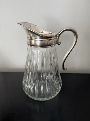 Jarra de agua Paul Revere Crystal Empress de colección con tapa plateada Italia con caja Foto 1 de 4