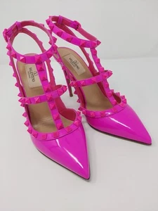 Valentino | NEW Rockstud Ankle Strap Pump with Tonal Studs Pink- Sz 38.5 - Picture 1 of 6