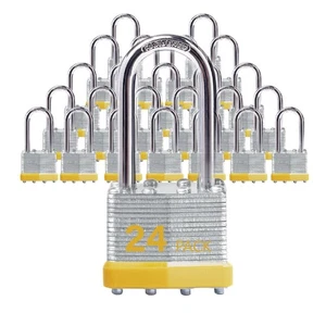 Keyed Alike Laminated Steel Padlocks with Long Shackle for Sheds, Fences & Lo... - Foto 1 di 9