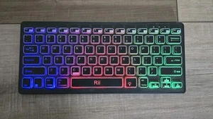 Bluetooth Wireless Rainbow LED Backlit Keyboard With Case And Cable - Picture 1 of 7