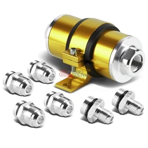 FILTRO DE COMBUSTIBLE/GASOLINA EN LÍNEA LAVABLE DE ALUMINIO BILLET DORADO 30 MICRAS + KIT DE SOPORTE - Imagen 1 de 4