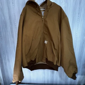 Carhartt Active Giacca Foderata in Rete con Cappuccio Full Zip Tela Marrone Abbigliamento da Lavoro 2XLT - Foto 1 di 8
