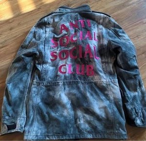 Size Small - ASSC Anti Social Social Club Black Washed Denim Jean Jacket FW21 Og - Picture 1 of 6