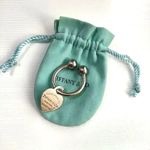 Tiffany & Co. 925 Sterling Silber Hufeisen Schraubkugel mit Herz Schlüsselanhänger mit Tasche - Bild 1 von 3