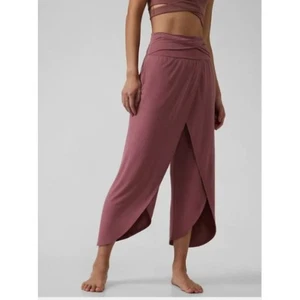Athleta Release Pants Size Medium Tawny Rose Pink Flowy Wide Leg Comfortable - Picture 1 of 10