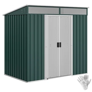 Outsunny 6.5x4FT Garden Shed Lockable Metal Tool Shed Green - Picture 1 of 11