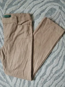 Lauren Ralph Lauren Adelle Trousers Women Beige Check Leg 30 Waist 29 - Picture 1 of 16