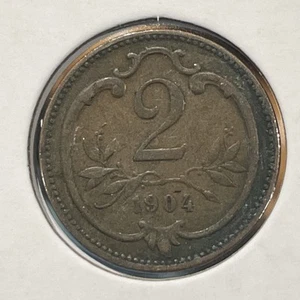 1904 Austria 2 Heller Coin F4144 - Picture 1 of 2