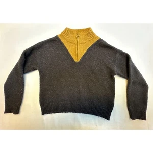 Boys Zipper Sweater Size 8/10 Black & Mustard Cozy Knit Polder X Monoprix Kids' - Picture 1 of 9