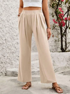 Elastic Waist Wide Leg Pants - Picture 1 of 33