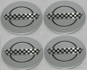 4 CAP DEAL SILVER / CHECKERED CHEVY CORVETTE ZR1 C4 CAMARO WHEEL RIM CENTER CAPS - Picture 1 of 1