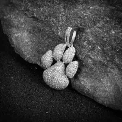 2.50Ct Round Cut Real Moissanite Dog Paw Pendant 14K White Gold Plated Silver - Image 1 of 4