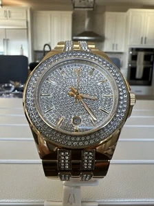 Bulova 98k102 Crystal Accented Stainless Steel Gold Tone Date Men's Watch - Picture 1 of 9