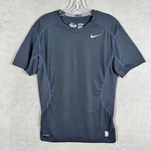Nike Pro Combat Fitted Shirt Mens M Navy Short Sleeve Dri-Fit - Picture 1 of 13