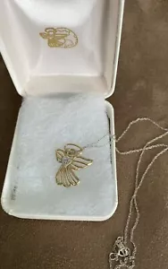 10K Gelbgold Michael Antonius Weltfriedensengel Anhänger & 10K W Goldkette - Bild 1 von 8