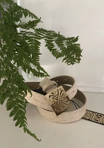 AUTÉNTICO CINTURÓN BIBA PIEL BEIGE TALLA (L) TALLA (16-18) - Imagen 1 de 8