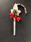 Vintage Foil Candy Cane W/ Glittered Bottle Brush Wreath, Candle, Mercury Glass