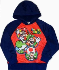 Super Mario Pullover Hoodie Size 6 7 8 10 Child Sweatshirt New Luigi Yoshi S M - Picture 1 of 1