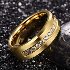 8mm Titanium Men's 1.8 Carat Princess Cut CZ Brushed Center Wedding Band Ring