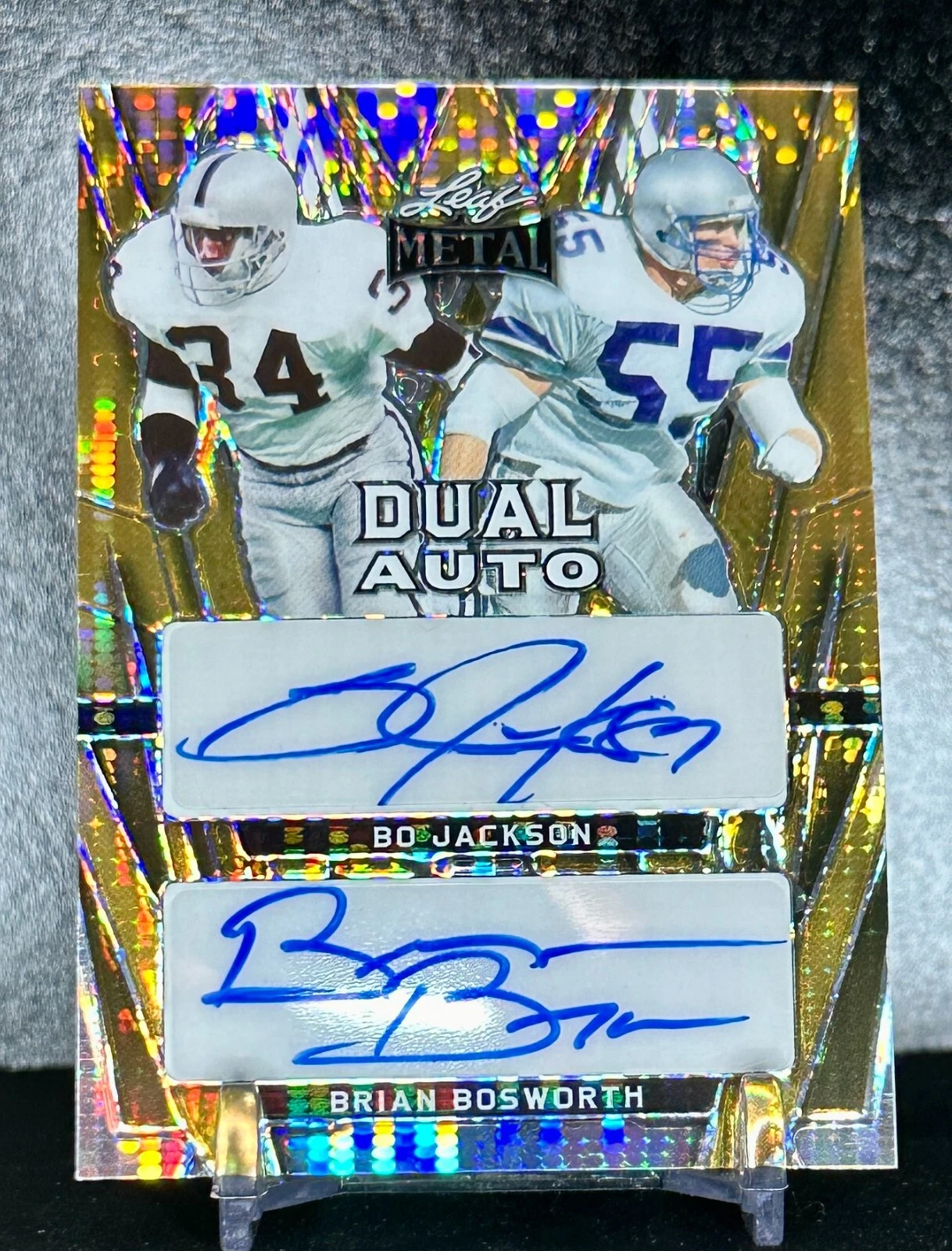2024 Leaf Metal Bo Jackson-Brian Bosworth DUAL AUTO Gold Pulsar 1/1