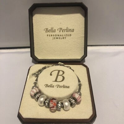 Браслет с брелоками слайдер BELLA PERLINA розовые и красные подвески ювелирные изделия один размер подходит всем - Изображение 1 из 4