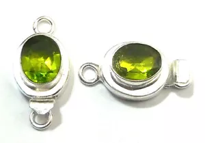 1 PC OVAL PERIDOT BOX CLASP 1 STRAND STERLING SILVER PLATED 618 LFU-223 - Picture 1 of 1
