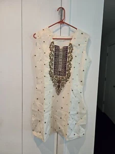 Indian 100% Silk Purple Gold Embellished Embroidered Blouse Tunic Top Size L - Picture 1 of 11