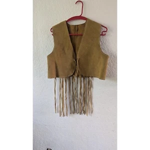 Suede Fringe Vest Western Style Festival Hippie Boho Chic Women's - Picture 1 of 11