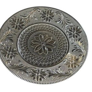 Indiana Glass Sandwich Pattern Clear Glass Plates 8.5 Floral Vintage Set - Picture 1 of 7