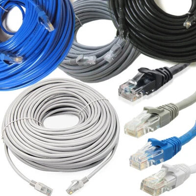 RJ45 Ethernet Patch Lead Cat5e Network LAN Cable Fast Internet 0.25m- 50m Lot - Image 1 of 4