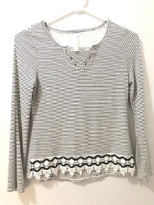 Knit Works Youth Girls Shirt Size L Black And White Ling Sleeve Top - Bild 1 von 6