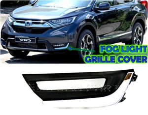 FOR HONDA CR-V 2016-2019 FRONT BUMPER FOG LIGHT GRILLE COVER BLACK-CHROME LEFT - Picture 1 of 3