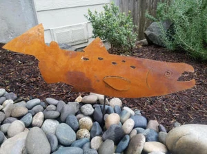 Salmon Stake, Fish Art, Metal Garden Art, Lawn Art, Yard Art, Cabin Rustic Decor - Picture 1 of 2