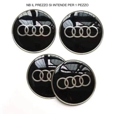 tappi coprimozzo copri mozzo foro 61 mm per cerchi lega audi a4 a3 a1 a6 q5 q7 - Image 1 of 4
