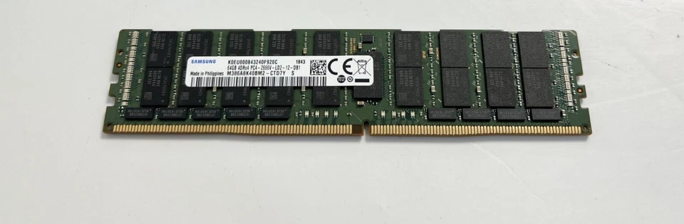 Samsung 64GB 4Rx4 (1x64GB) DDR4 2666 PC4-21300 LR Memory Module-M386A8K40BM2-CTD - Image 1 of 3