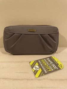 Women's Travelon Safe ID RFID Blocking Zip Around Zipper Wallet》GRAY. New. - Picture 1 of 5