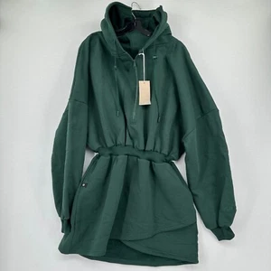 Popflex Game Time Sweatshirt Hoodie Dress Mini Women L/XL Green Oversized NWT - Picture 1 of 9