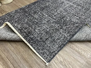 3x6 Ft Turkish Distressed Black White Runner, Handmade Vintage Oushak Runner - Picture 1 of 10